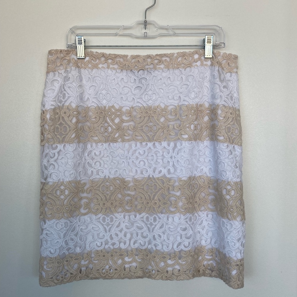 White House Black Market Embroidered Skirt